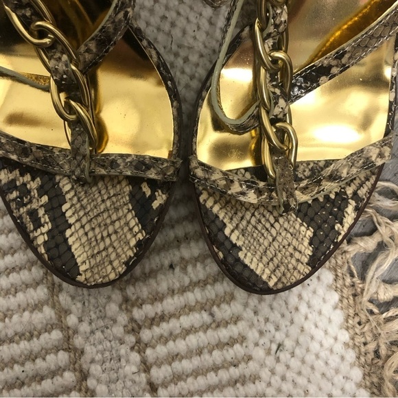 Coach Liberty Gold Python Embossed Chain Sandals Heels Shoes 6 - Picture 8 of 8